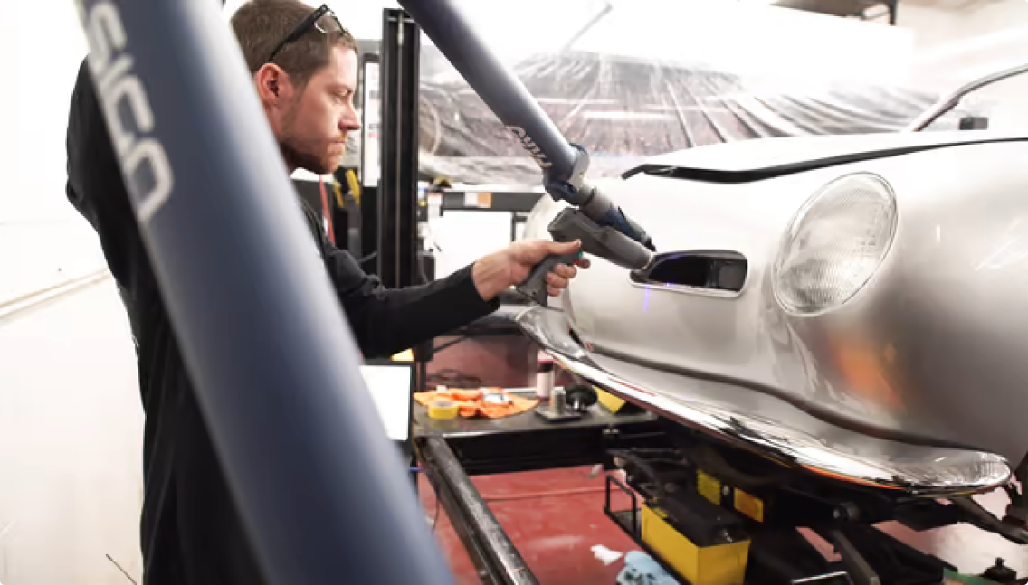 Scanning the front of a 1971 Karmann Ghia